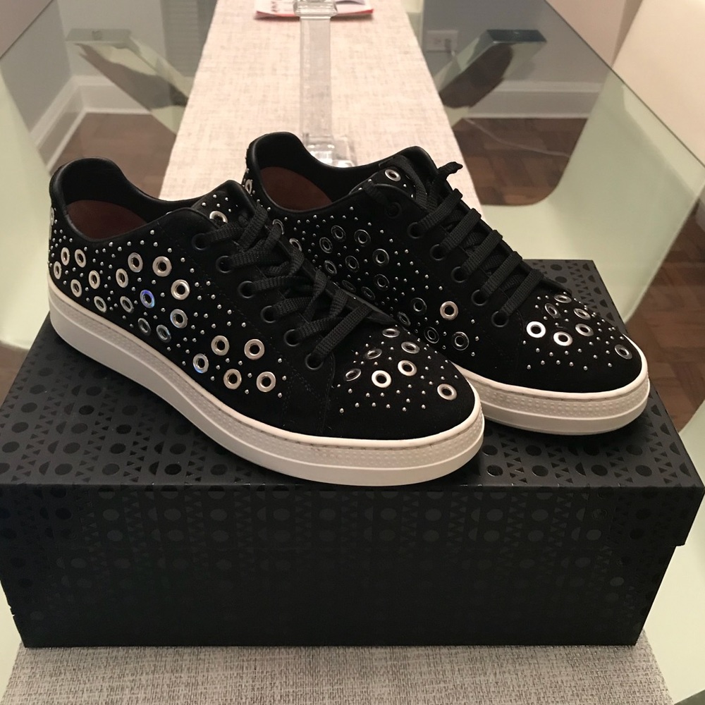 Alaia Black Grommet Covered Sneakers Size 37